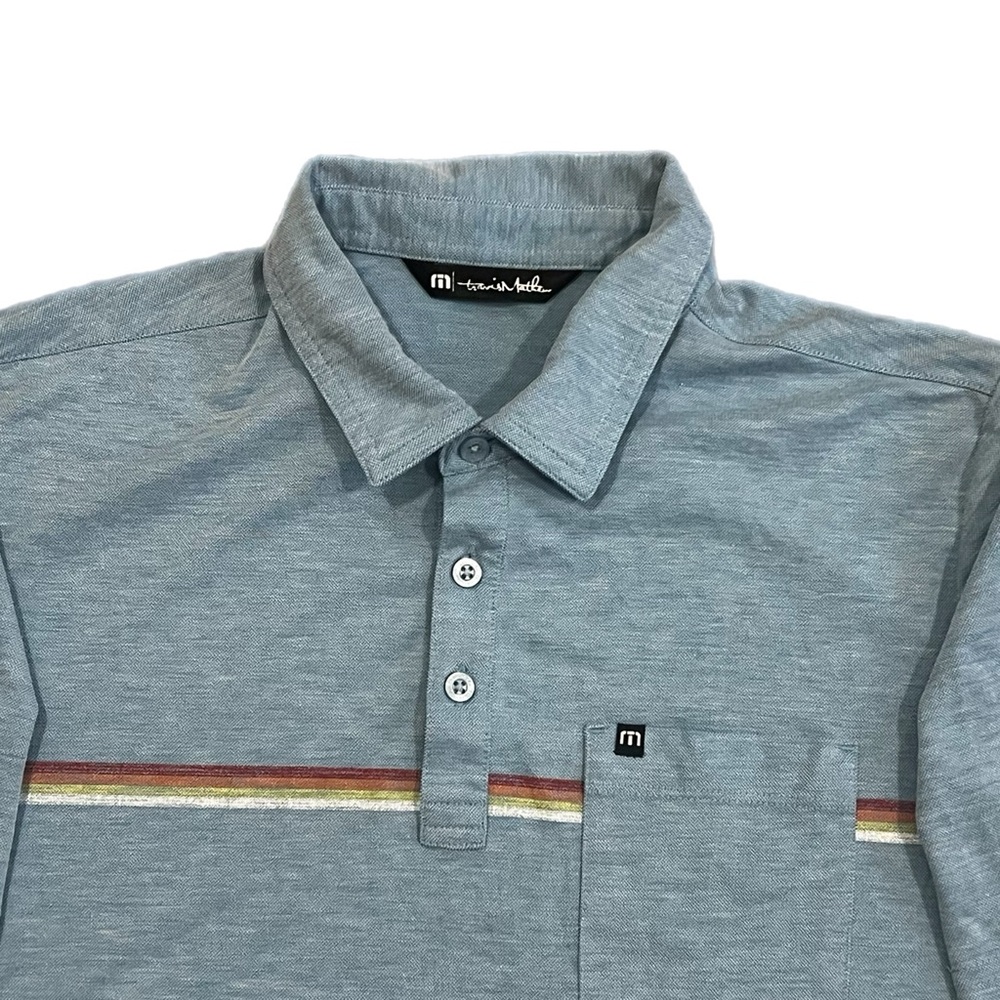 Travis Matthew Light Blue Short Sleeve Golf Polo Shirt Size Medium